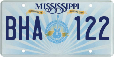 MS license plate BHA122