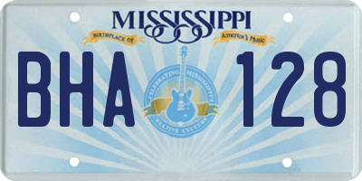 MS license plate BHA128