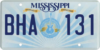 MS license plate BHA131