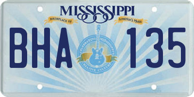 MS license plate BHA135