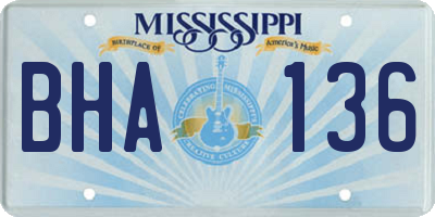 MS license plate BHA136