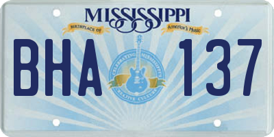 MS license plate BHA137