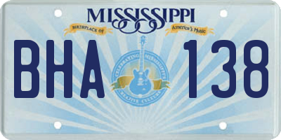 MS license plate BHA138