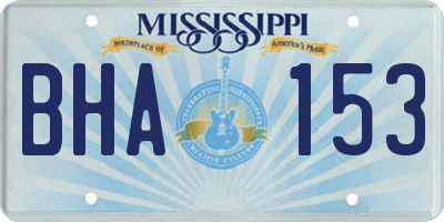MS license plate BHA153