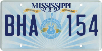 MS license plate BHA154