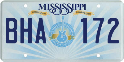MS license plate BHA172