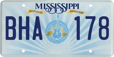 MS license plate BHA178