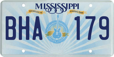 MS license plate BHA179