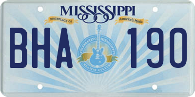 MS license plate BHA190