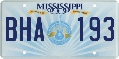 MS license plate BHA193