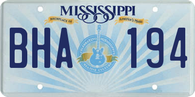 MS license plate BHA194
