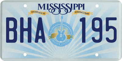 MS license plate BHA195