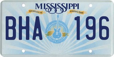 MS license plate BHA196