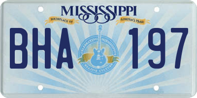 MS license plate BHA197