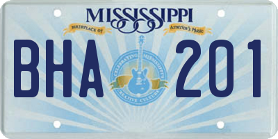 MS license plate BHA201