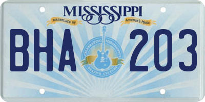 MS license plate BHA203