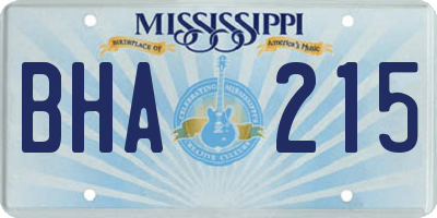 MS license plate BHA215