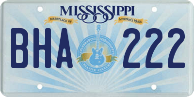 MS license plate BHA222