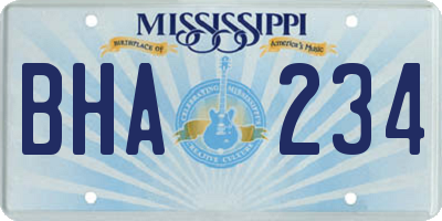 MS license plate BHA234