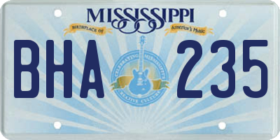 MS license plate BHA235