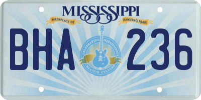 MS license plate BHA236