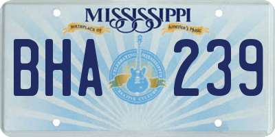 MS license plate BHA239