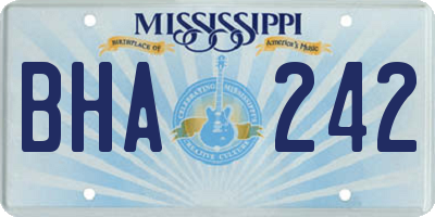 MS license plate BHA242