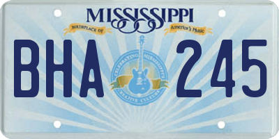 MS license plate BHA245