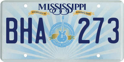 MS license plate BHA273