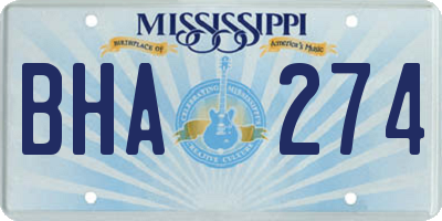 MS license plate BHA274