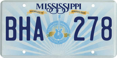 MS license plate BHA278