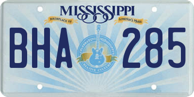 MS license plate BHA285