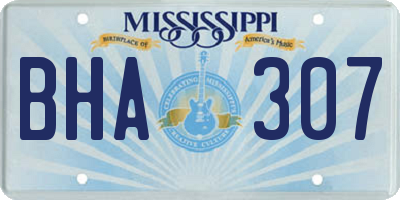 MS license plate BHA307
