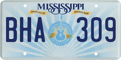 MS license plate BHA309