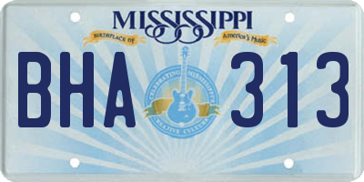 MS license plate BHA313