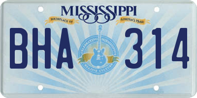MS license plate BHA314