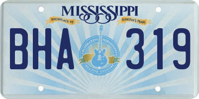 MS license plate BHA319