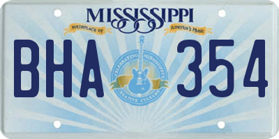 MS license plate BHA354