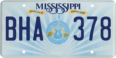 MS license plate BHA378