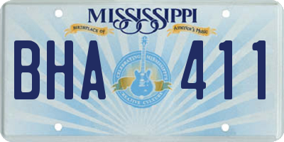 MS license plate BHA411