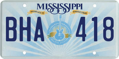 MS license plate BHA418