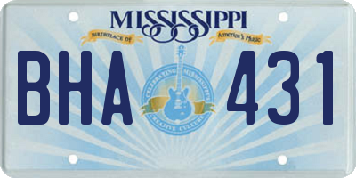 MS license plate BHA431