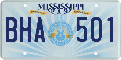 MS license plate BHA501
