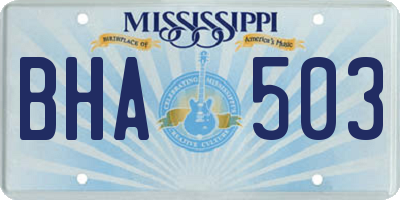 MS license plate BHA503