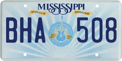 MS license plate BHA508