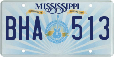 MS license plate BHA513
