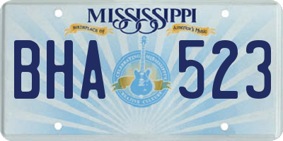 MS license plate BHA523
