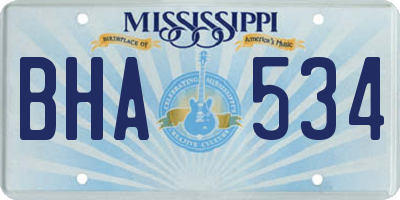 MS license plate BHA534