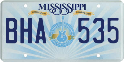 MS license plate BHA535