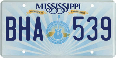 MS license plate BHA539